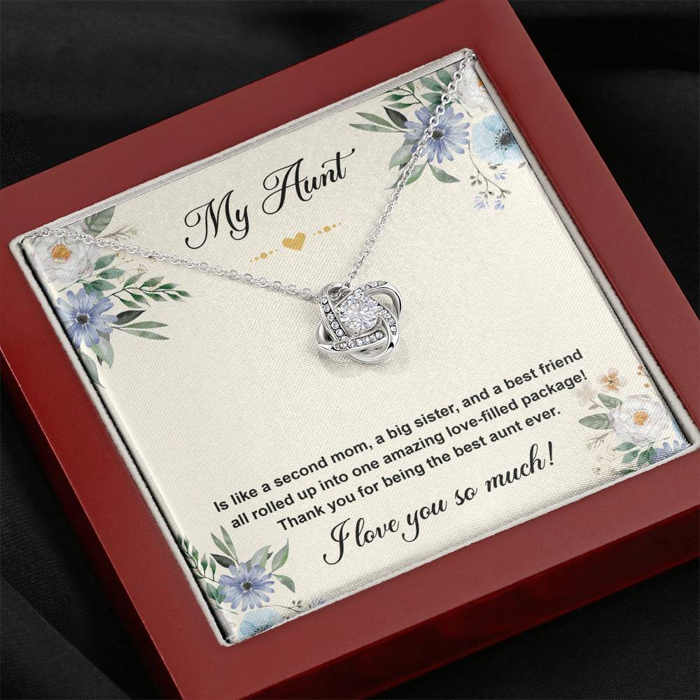 To My Aunt Gifts, Second Mom, Love Knot Necklace For Women, Aunt Birthday Present From Niece Nephew