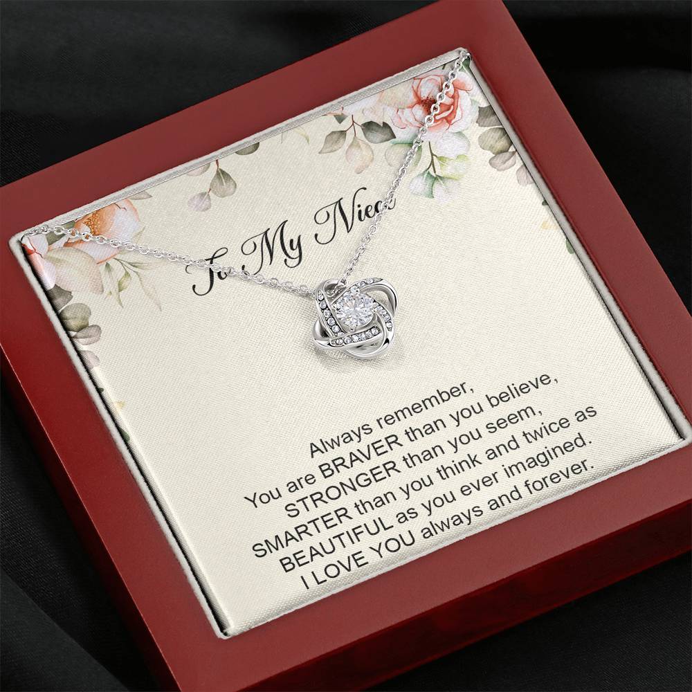 To My Niece  Gifts, Always Remember, Love Knot Necklace For Women, Birthday Present Ideas From Aunt Uncle