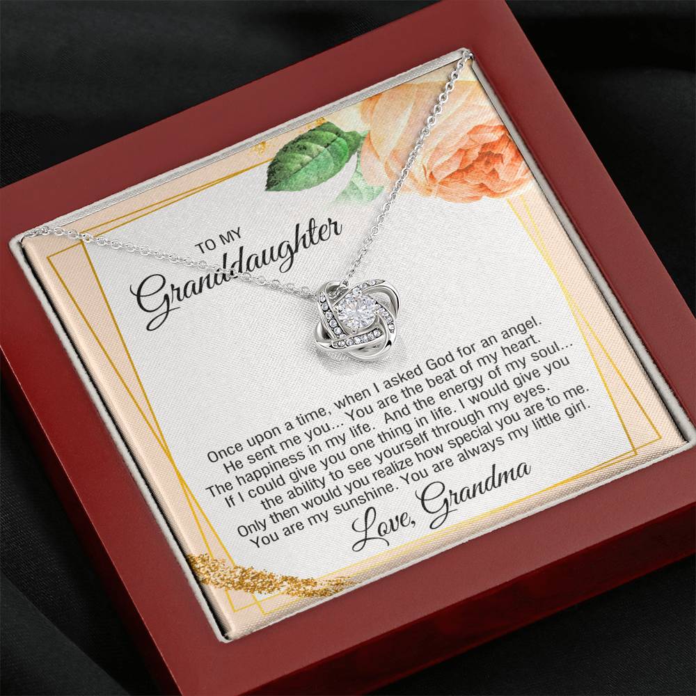 To My Granddaughter Gifts, You are the beat of my heart, Love Knot Necklace For Women, Present From Grandma