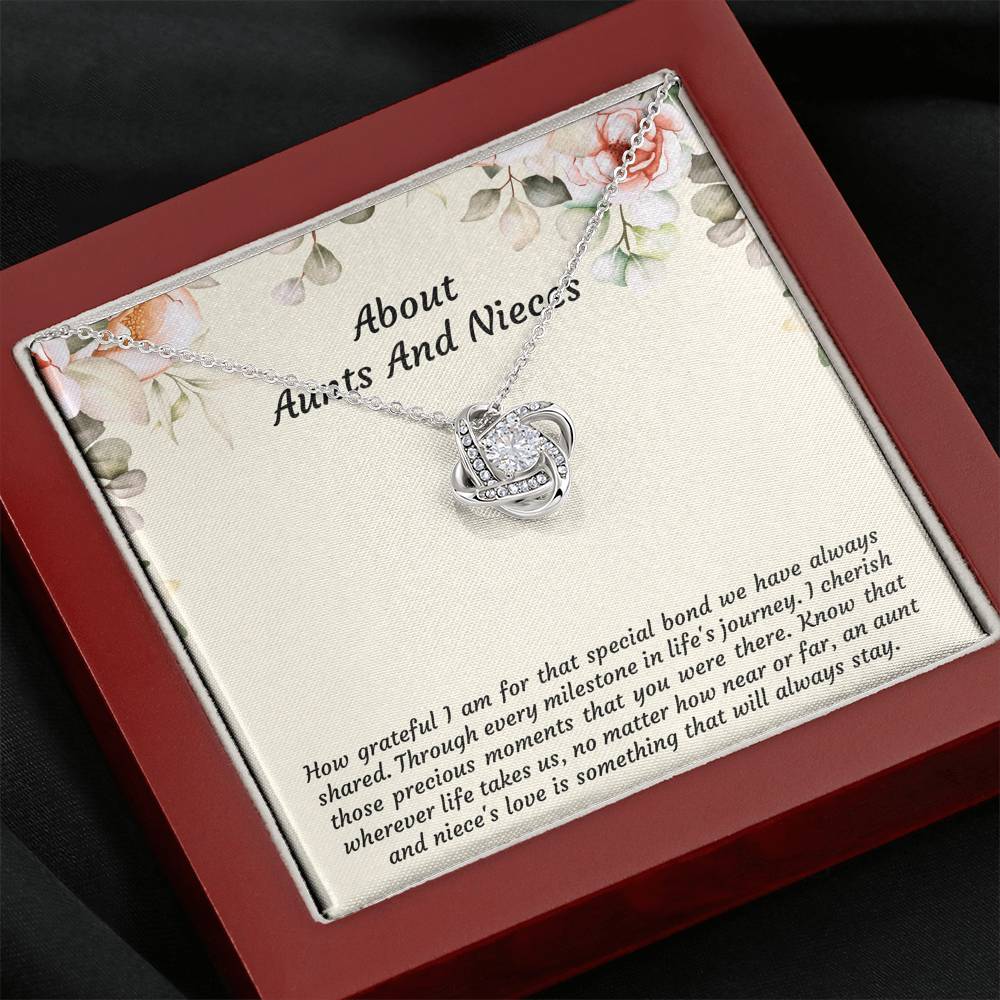 To My Niece Gifts, How Grateful I Am For That Special Bond, Love Knot Necklace For Women, Niece Birthday Present From Aunt