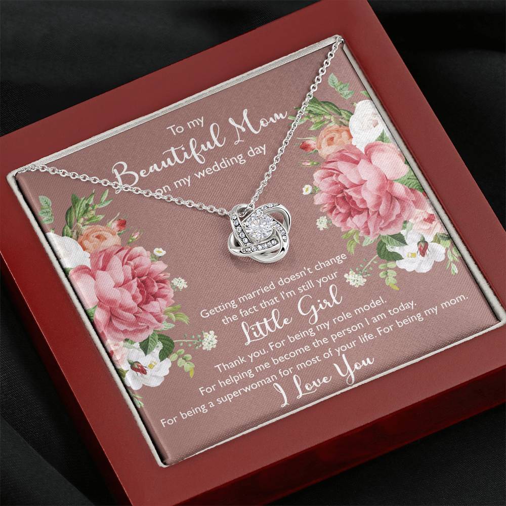 To My Mom Gifts, Thank You, Love Knot Necklace For Women, Wedding Day Thank You Ideas From Daughter