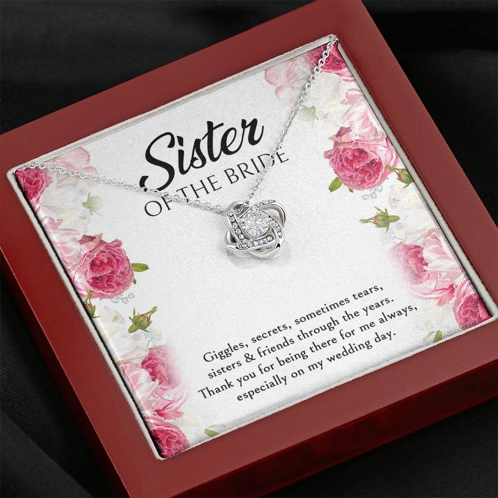 Sister of the Bride Gifts, Thanks For Being There, Love Knot Necklace For Women, Wedding Day Thank You Ideas From Bride