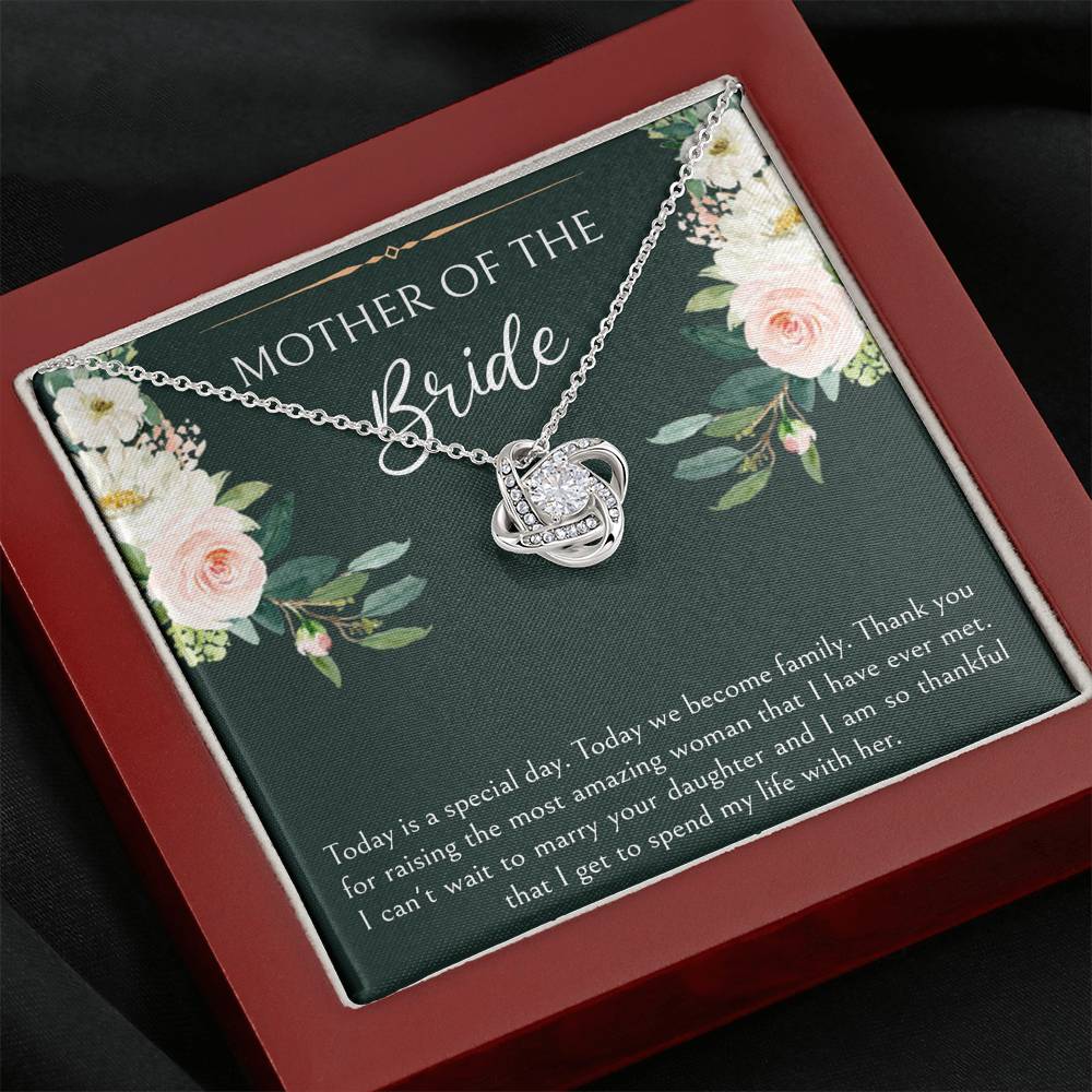 Mom of the Bride Gifts, Today We Become Family, Love Knot Necklace For Women, Wedding Day Thank You Ideas From Groom