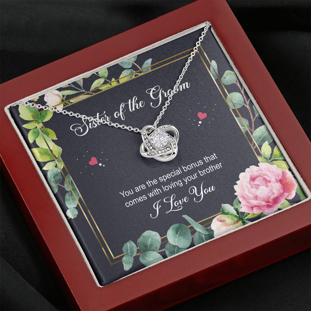 Sister of the Groom Gifts, You Are The Special Bonus, Love Knot Necklace For Women, Wedding Day Thank You Ideas From Bride