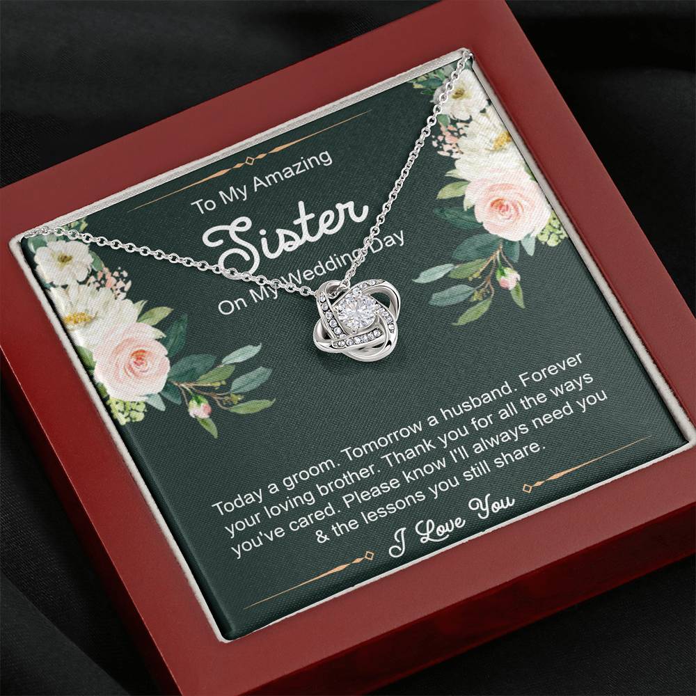 Sister Of The Groom Gifts, Forever Your Loving Brother, Love Knot Necklace For Women, Wedding Day Thank You Ideas From Groom