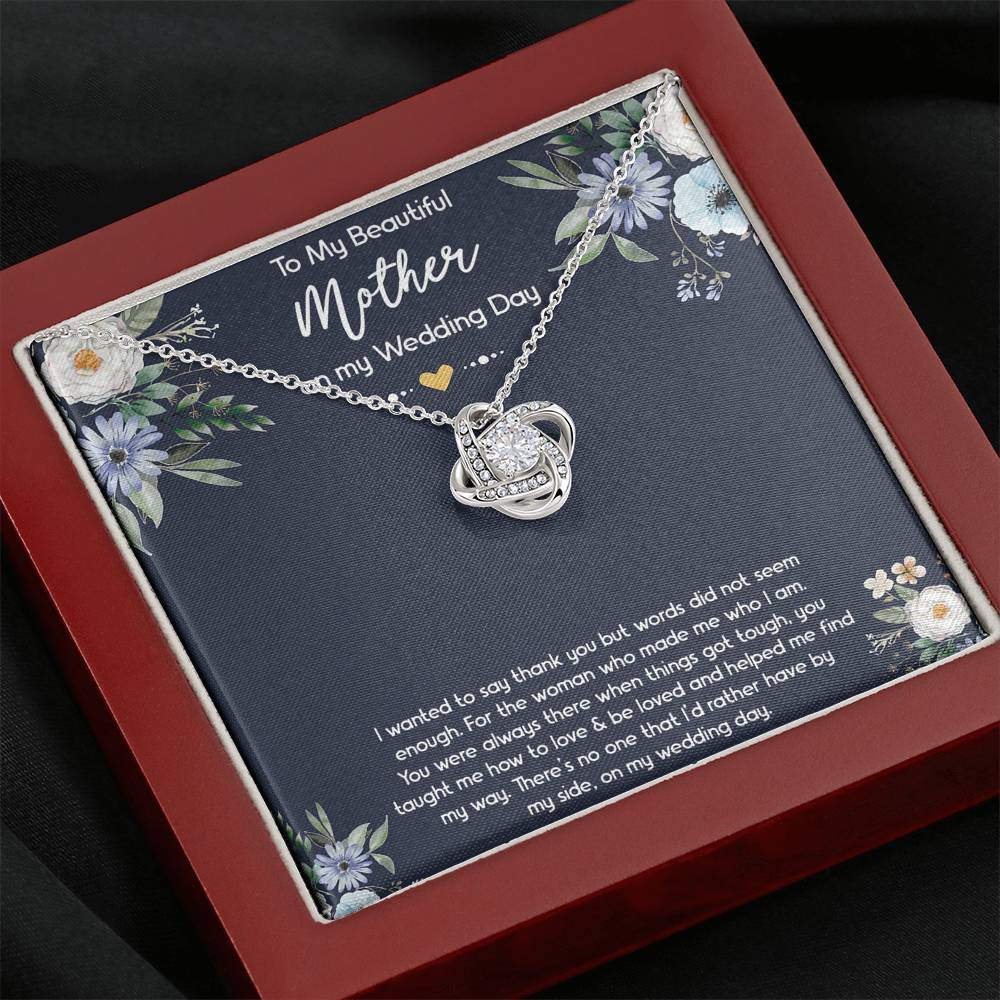 To My Mom of the Bride Gifts, I Wanted To Say Thank You, Love Knot Necklace For Women, Wedding Day Thank You Ideas From Bride