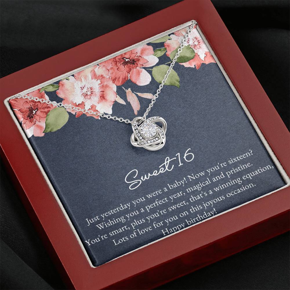 Daughter Love Knot Necklace - Sweet 16 Design | Birthday Gift