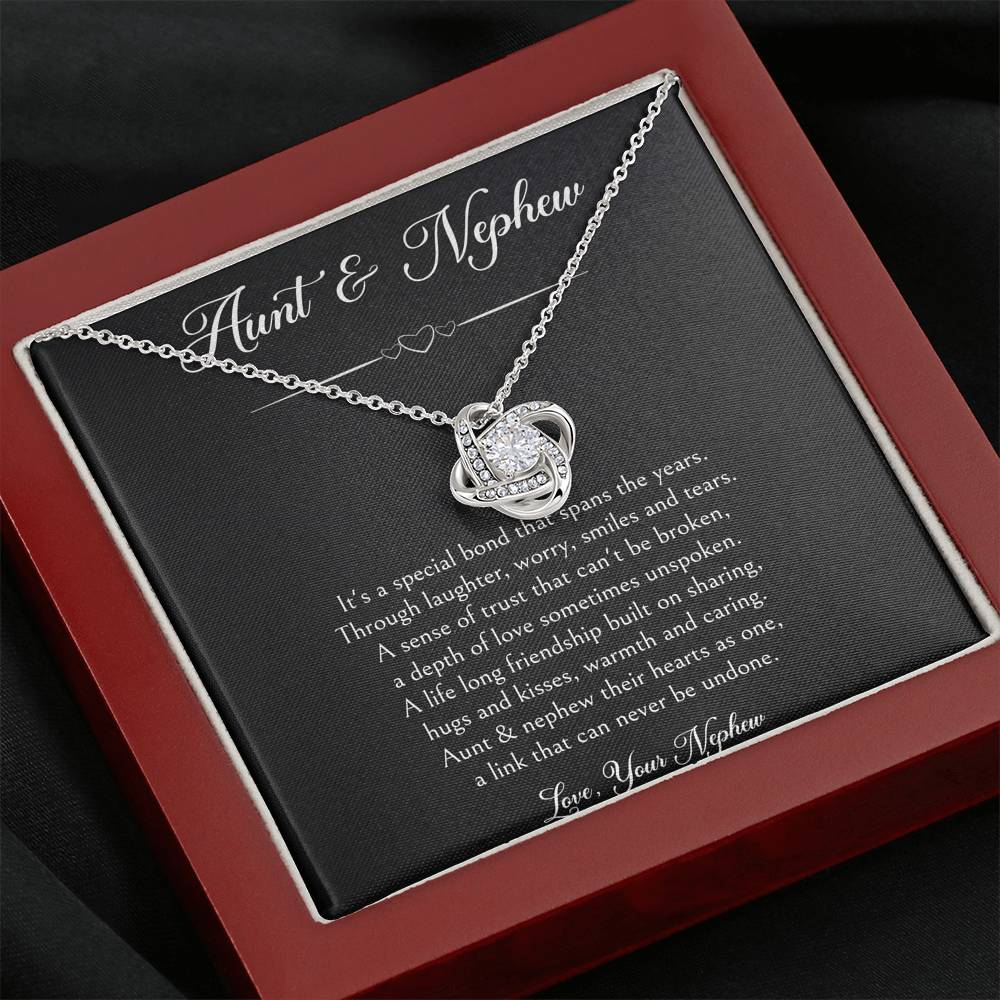 To My Aunt Gifts, Special Bond, Love Knot Necklace For Women, Birthday Present Idea From Nephew