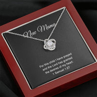 Load image into Gallery viewer, New Mom Love Knot Necklace - 1 Samuel 1:27 Design | Baby Shower Gift
