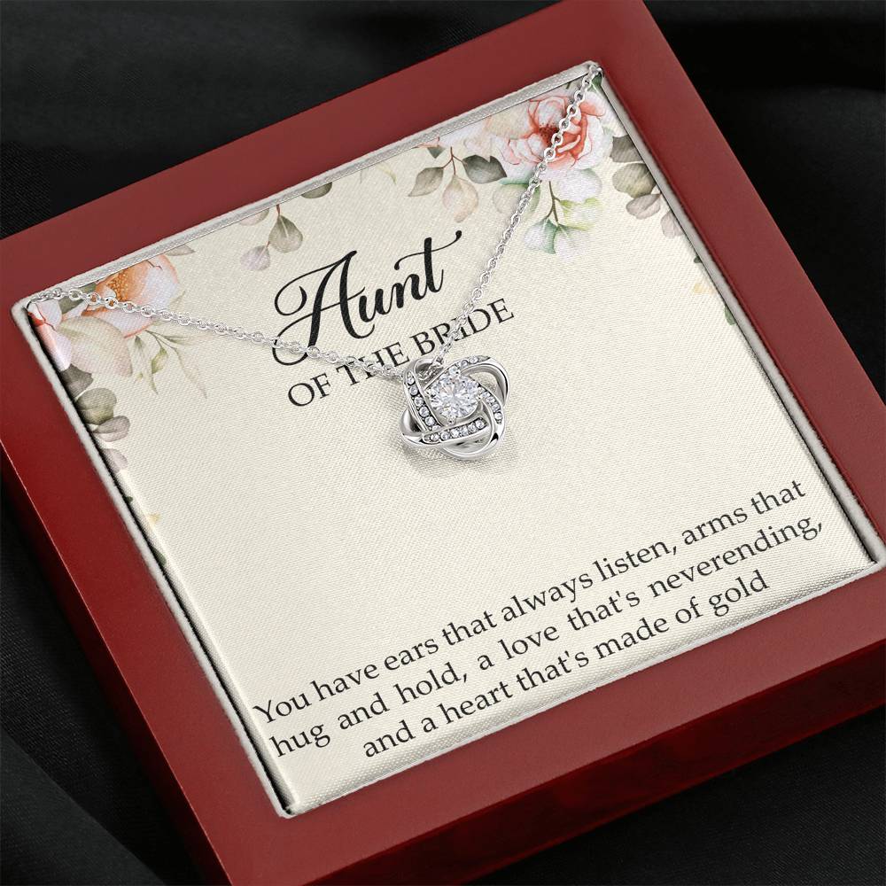Aunt of the Bride Gifts, You Have Ears That Always Listen, Love Knot Necklace For Women, Wedding Day Thank You Ideas From Bride