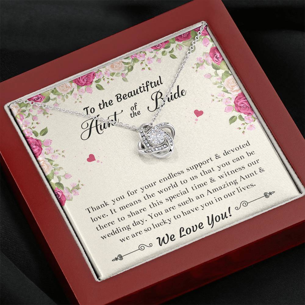 Aunt of the Bride Gifts, Thank You For Your Support, Love Knot Necklace For Women, Wedding Day Thank You Ideas From Bride
