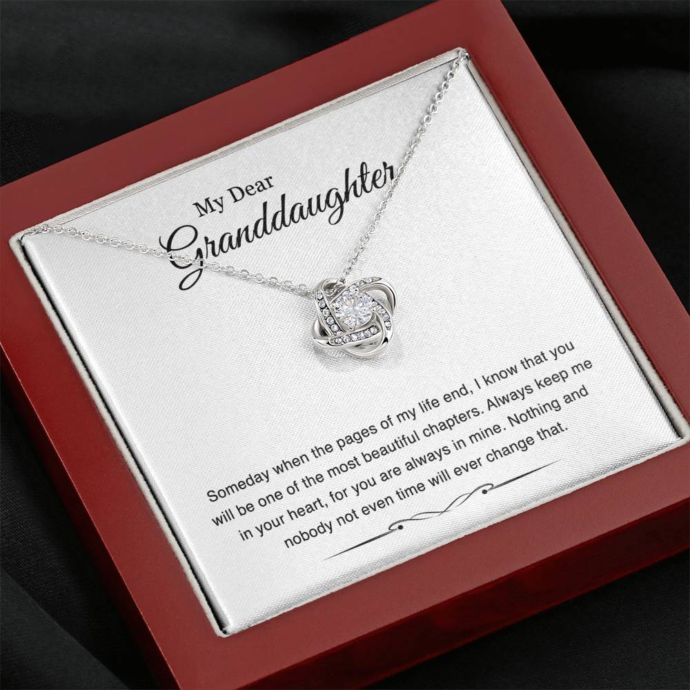 To My Granddaughter Gifts, Someday When The Pages Of My Life End, Love Knot Necklace For Women, Birthday Present Idea From Grandma Grandpa