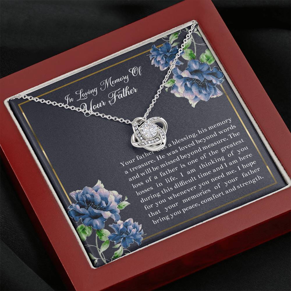 Loss of Father Gifts, In Loving Memory, Sympathy Love Knot Necklace For Loss of Father, Memorial Sorry For Your Loss Present
