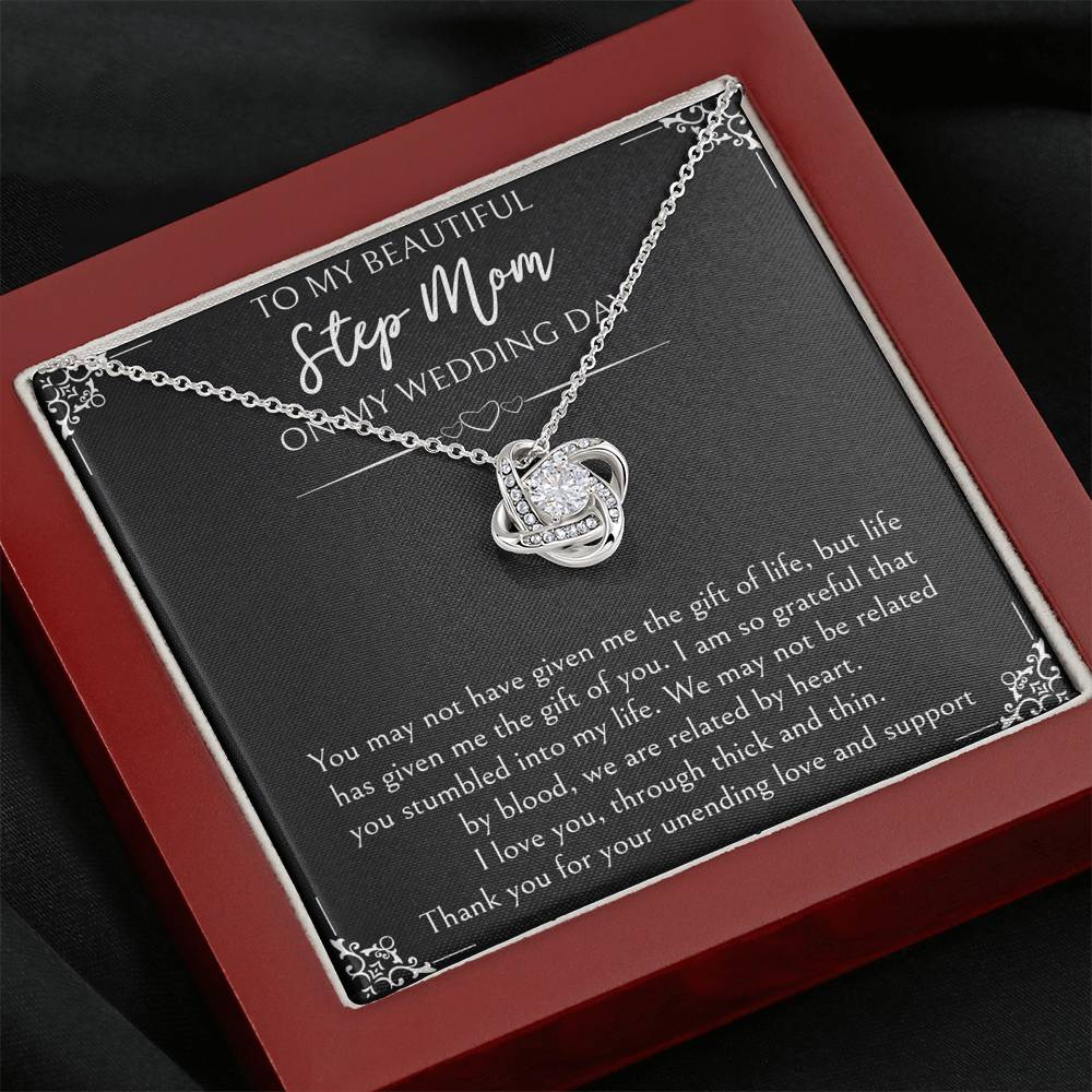 To My Bonus Mom Gifts, I Am So Grateful, Love Knot Necklace For Women, Wedding Day Thank You Ideas From Bride