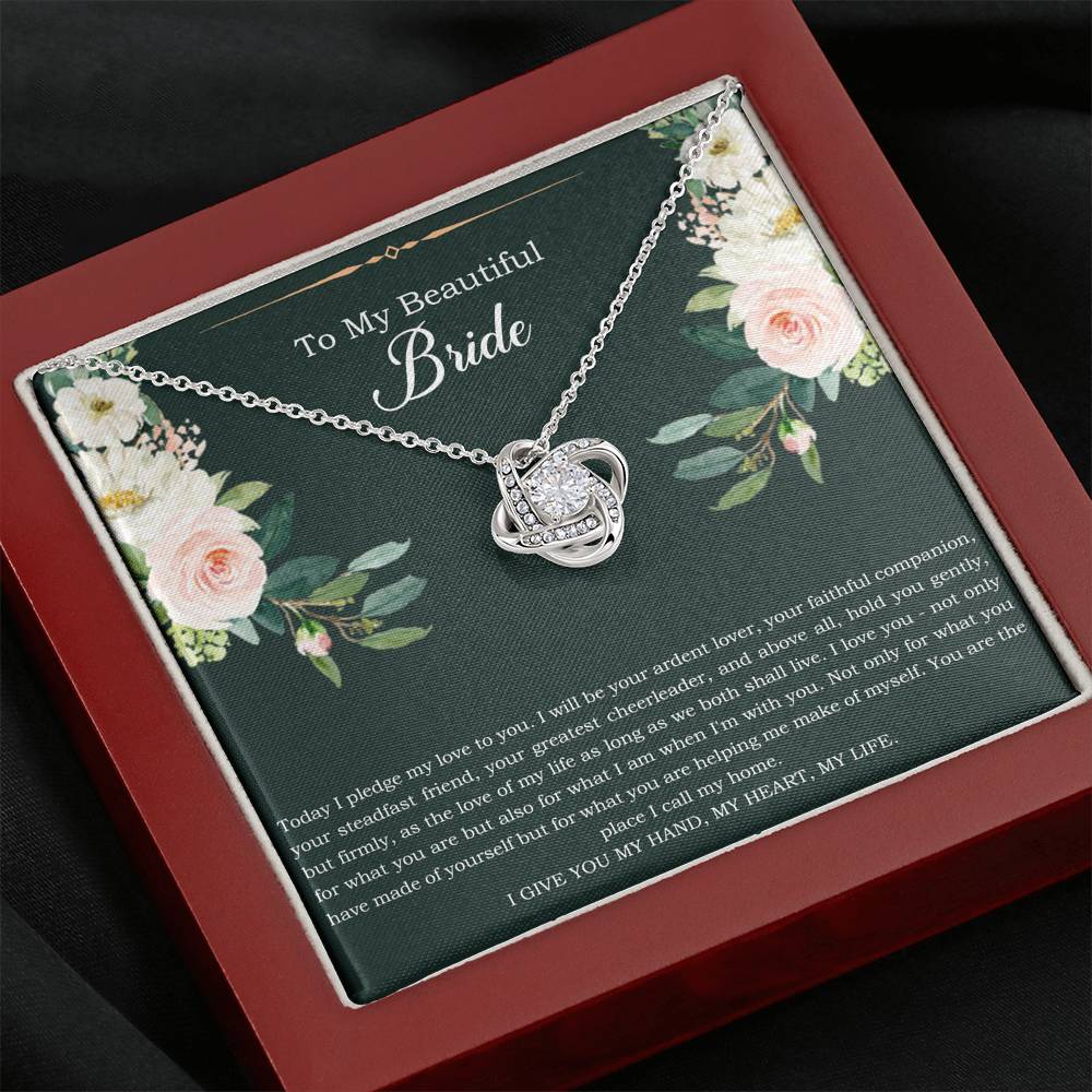 To My Bride Gifts, Today I Pledge My Love To You, Love Knot Necklace For Women, Wedding Day Thank You Ideas From Groom