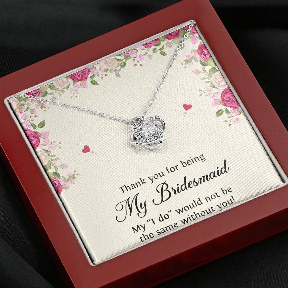 To My Bridesmaid Gifts, Thank You , Love Knot Necklace For Women, Wedding Day Thank You Ideas From Bride