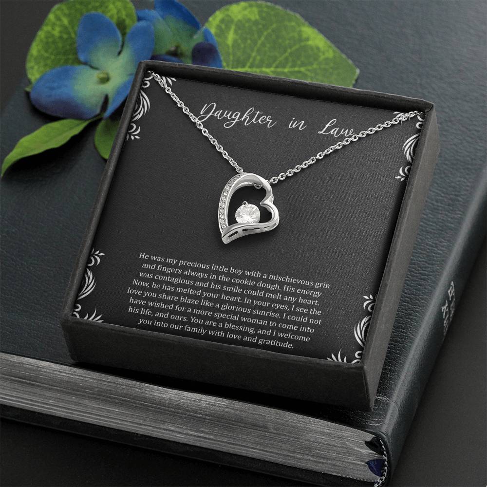 To My Daughter-in-law Gifts, You Are A Blessing, Forever Love Heart Necklace For Women, Birthday Present Idea From Mother-in-law