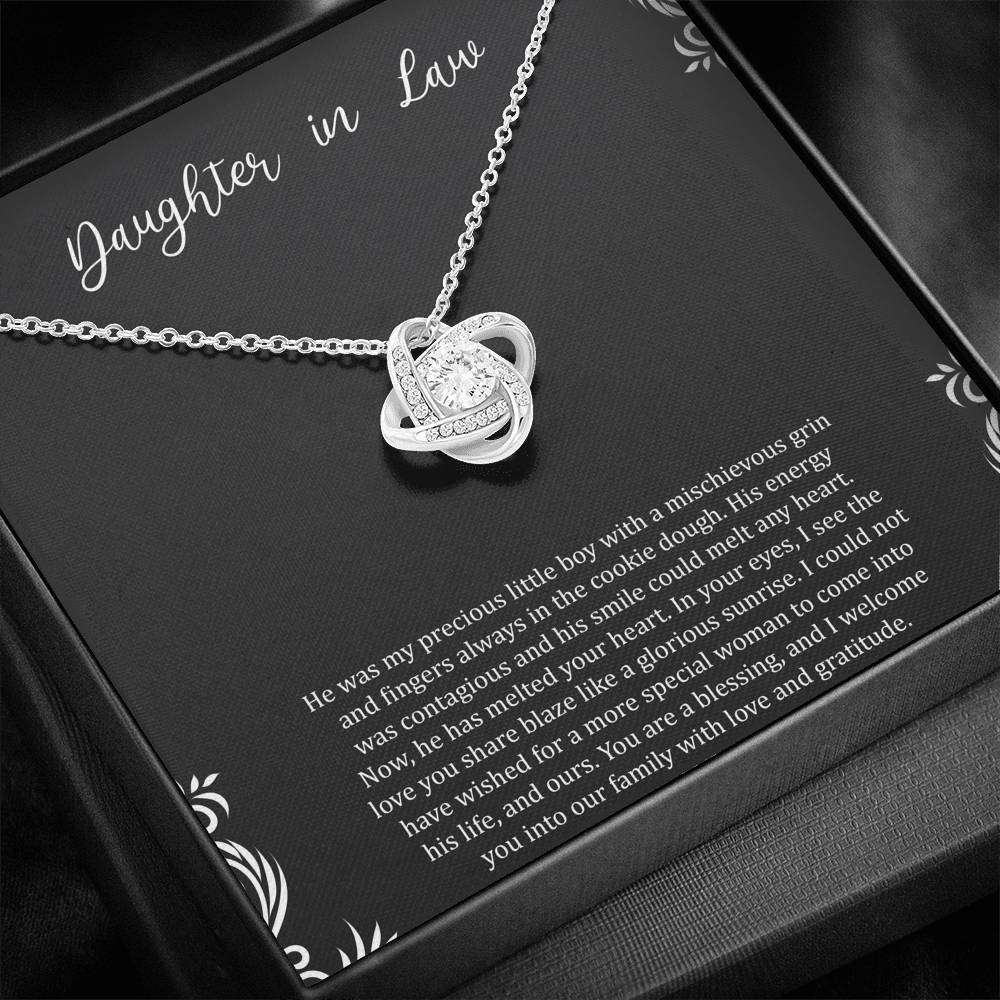 To My Daughter-in-law Gifts, You Are A Blessing, Love Knot Necklace For Women, Birthday Present Idea From Mother-in-law