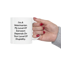 Load image into Gallery viewer, Funny Veterinarian Mug, My Level Of Sarcasm, 11oz Coffee Mug - Unique Appreciation Retirement Idea Christmas Cup For Men Women Coworker
