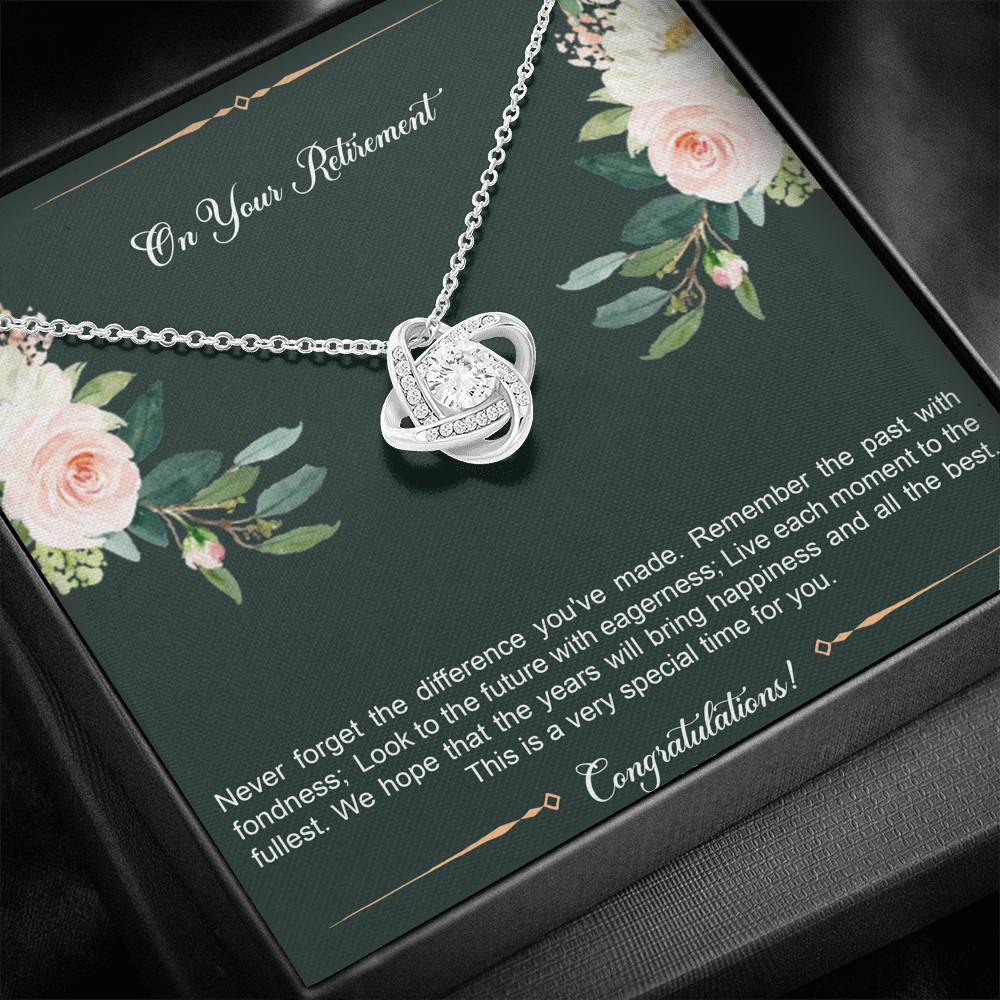 Retirement Gifts, Special Time, Happy Retirement Love Knot Necklace For Women, Retirement Party Favor From Friends Coworkers