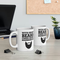 Load image into Gallery viewer, Father’s Day Gifts From Wife - With Great Beard Comes Great Responsibility White Coffee Mug, Tea Cup
