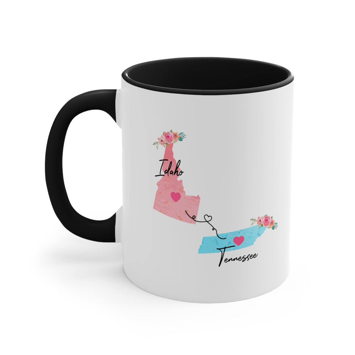 Idaho Tennessee Gifts | Long Distance State Two Tone Coffee Mug | State to State | Away From Home Family | Moving Away Mug