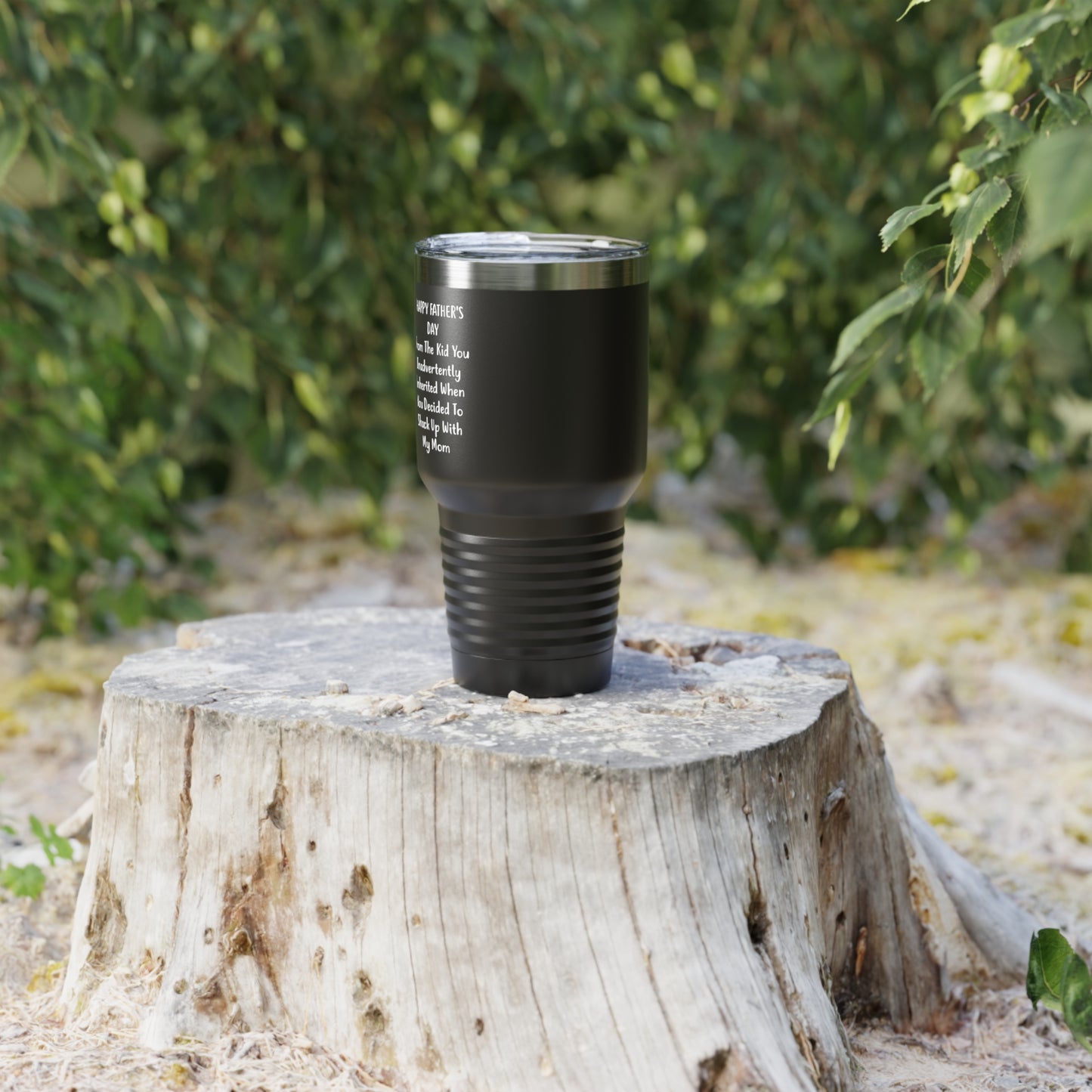 Dad 30oz Tumbler, Happy Father's Day From The Kid You Inadvertently Inherited, Black Insulated Cup For Father From Daughter Son