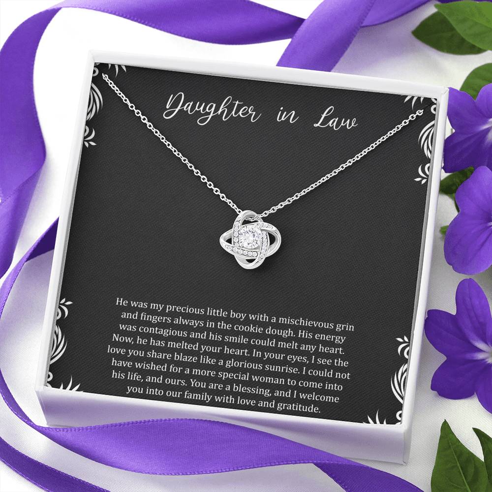 To My Daughter-in-law Gifts, You Are A Blessing, Love Knot Necklace For Women, Birthday Present Idea From Mother-in-law