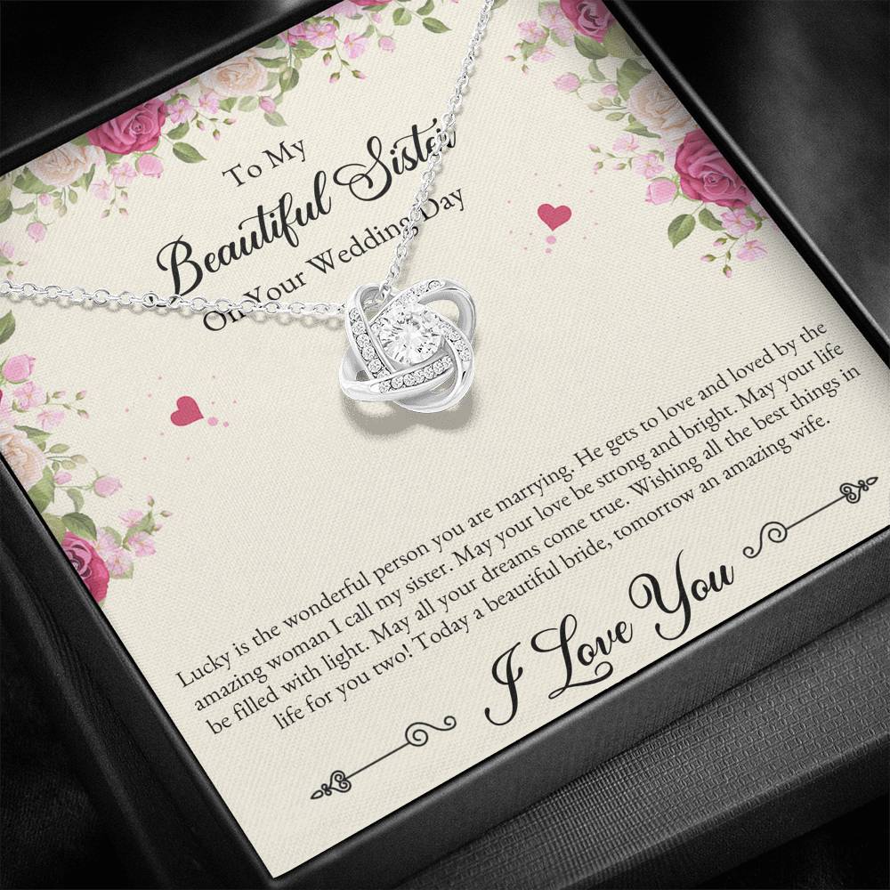 Bride Gifts, I Love You, Love Knot Necklace For Women, Wedding Day Thank You Ideas From Sister