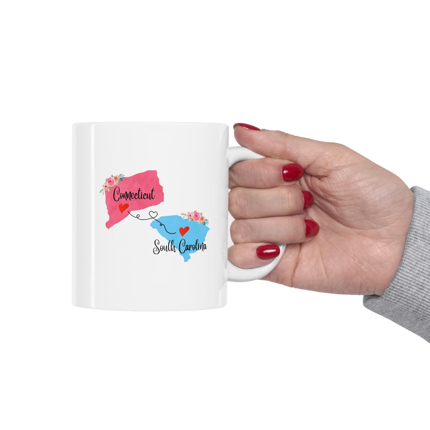 Connecticut South Carolina Gifts - Long Distance State Ceramic Shot Glass for Mom and Dad