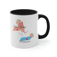 Load image into Gallery viewer, New York Tennessee Gifts | Long Distance State Two Tone Coffee Mug | State to State | Away From Hometown Family | Moving Away Mug
