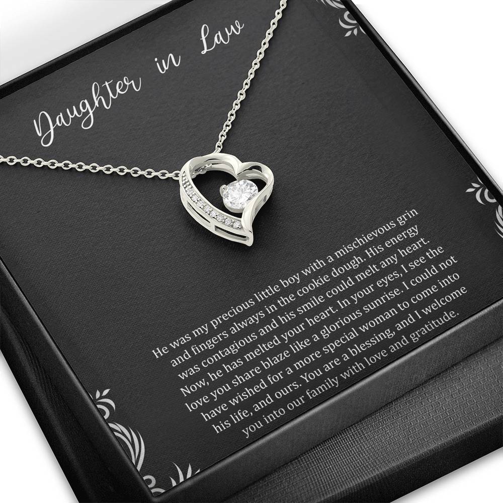 To My Daughter-in-law Gifts, You Are A Blessing, Forever Love Heart Necklace For Women, Birthday Present Idea From Mother-in-law