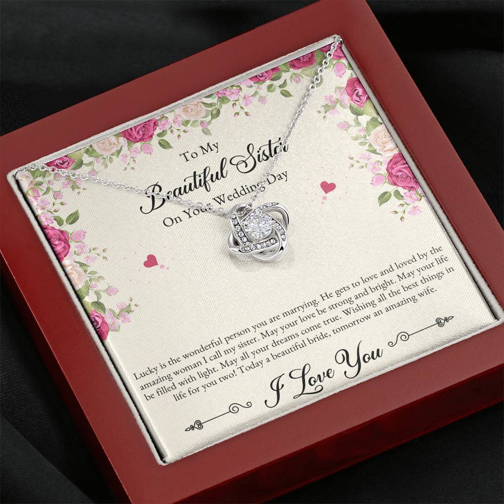Bride Gifts, I Love You, Love Knot Necklace For Women, Wedding Day Thank You Ideas From Sister