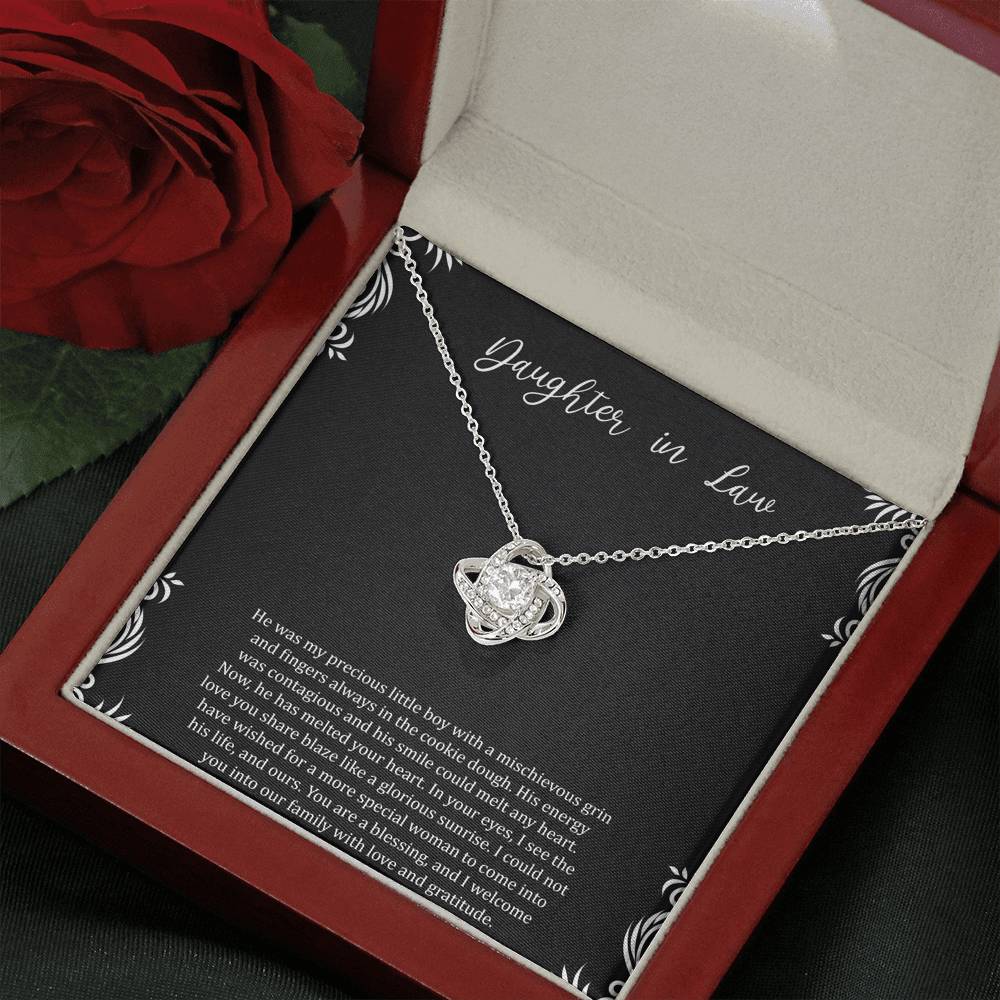 To My Daughter-in-law Gifts, You Are A Blessing, Love Knot Necklace For Women, Birthday Present Idea From Mother-in-law