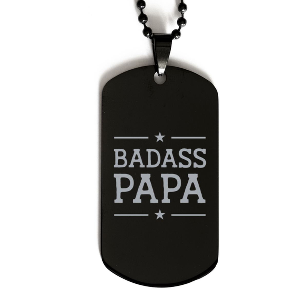 Papa Black Dog Tag, Badass Papa, Funny Family Gifts  Necklace For Papa From Son Daughter