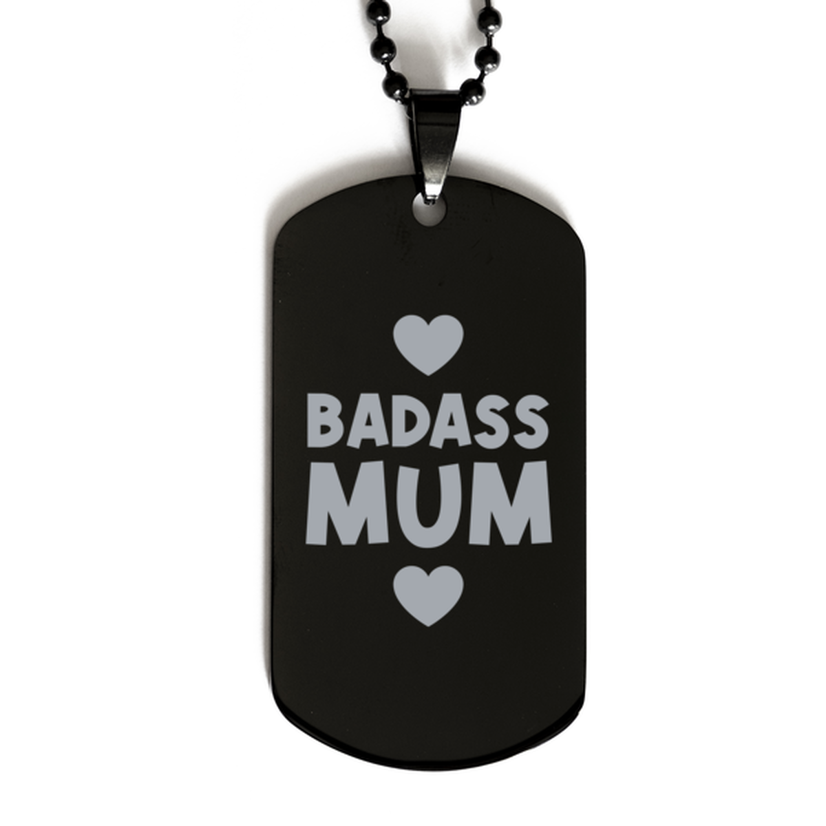 Mum Black Dog Tag, Badass Mum, Funny Family Gifts  Necklace For Mum From Son Daughter