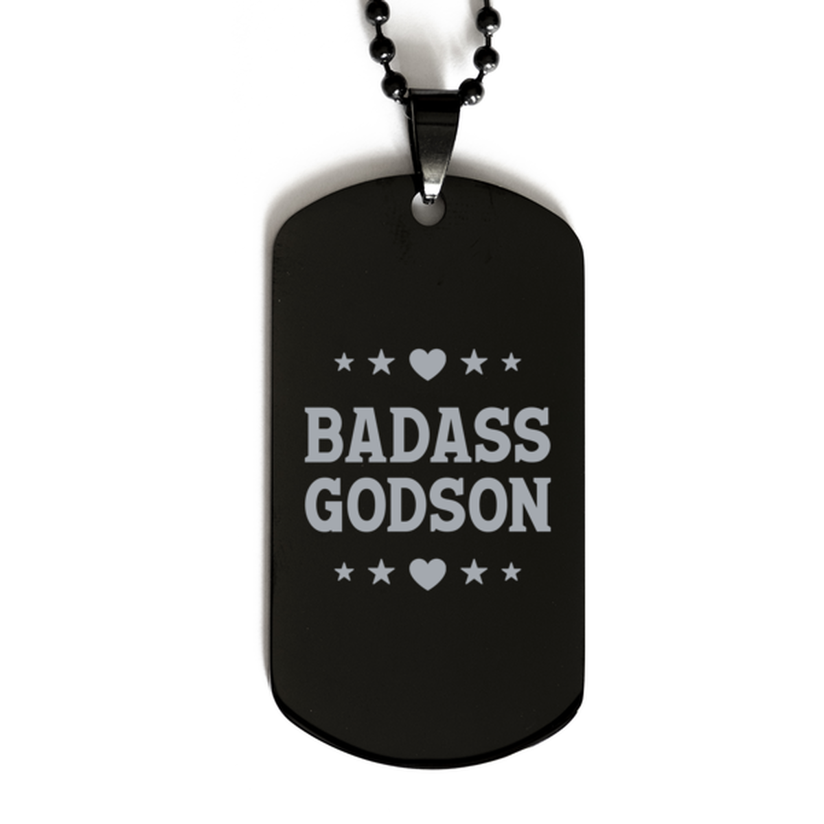 Godson Black Dog Tag, Badass Godson, Funny Family Gifts  Necklace For Godson From Godparent