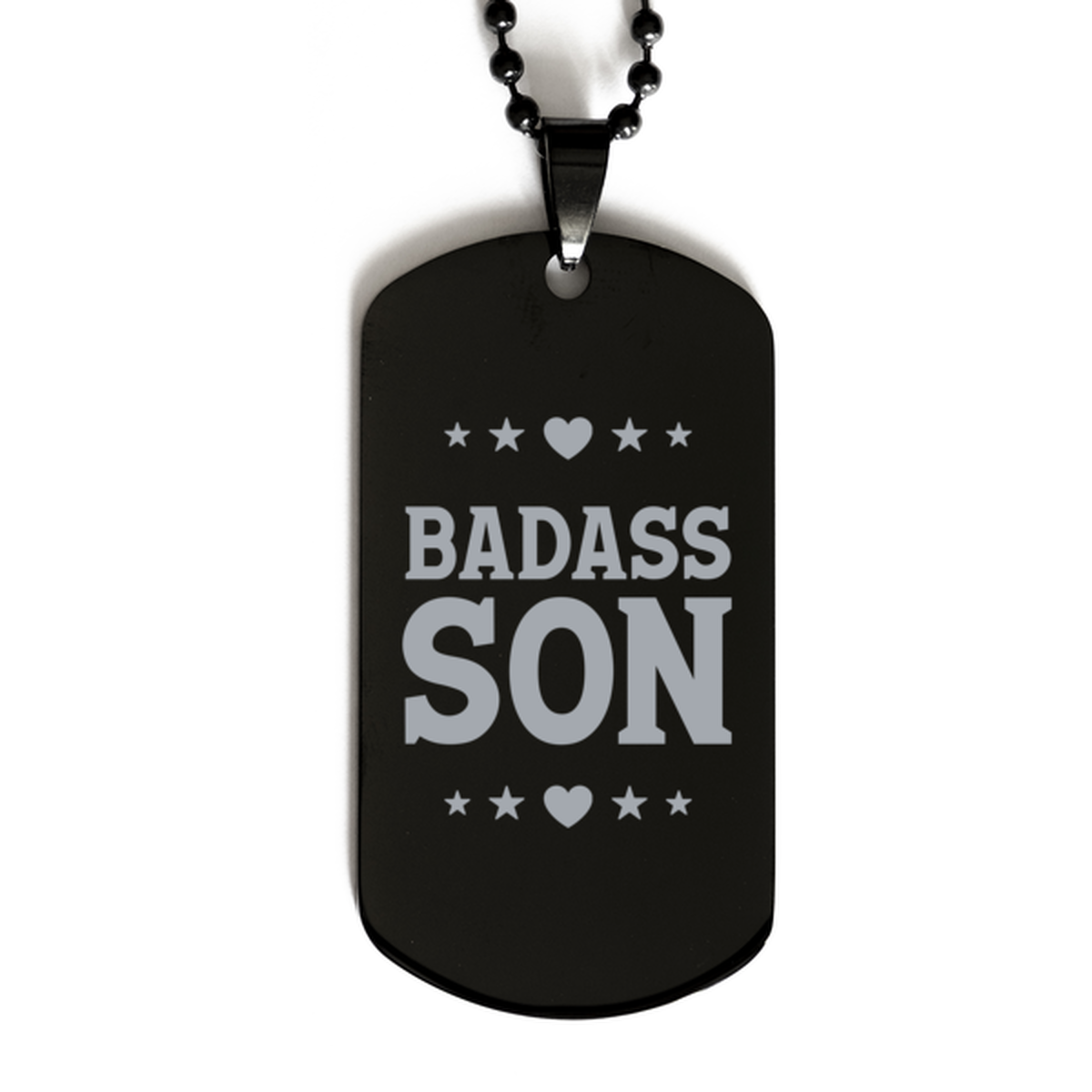 Son Black Dog Tag, Badass Son, Funny Family Gifts  Necklace For Son From Dad Mom