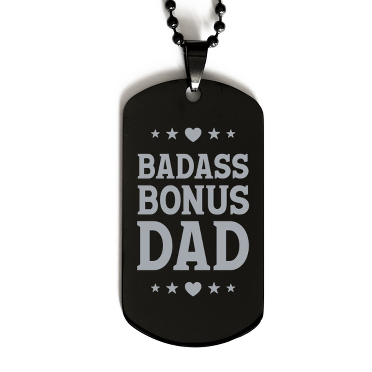 Bonus Dad Black Dog Tag, Badass Bonus Dad, Funny Family Gifts  Necklace For Bonus Dad From Son Daughter