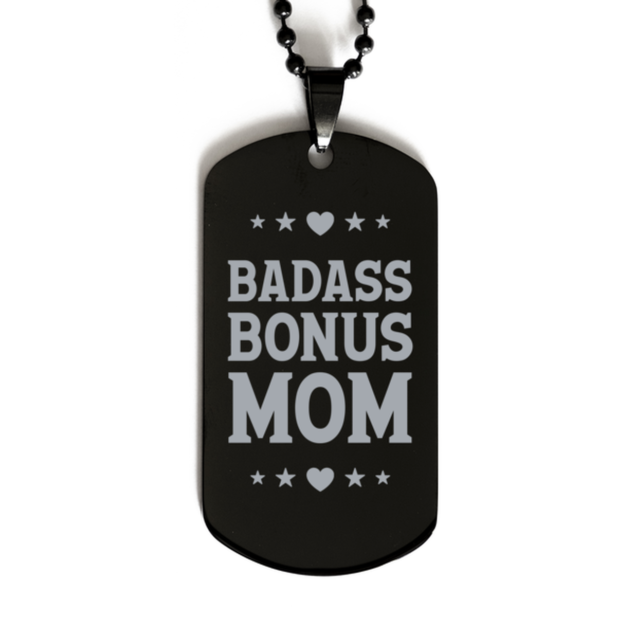 Bonus Mom Black Dog Tag, Badass Bonus Mom, Funny Family Gifts  Necklace For Bonus Mom From Son Daughter