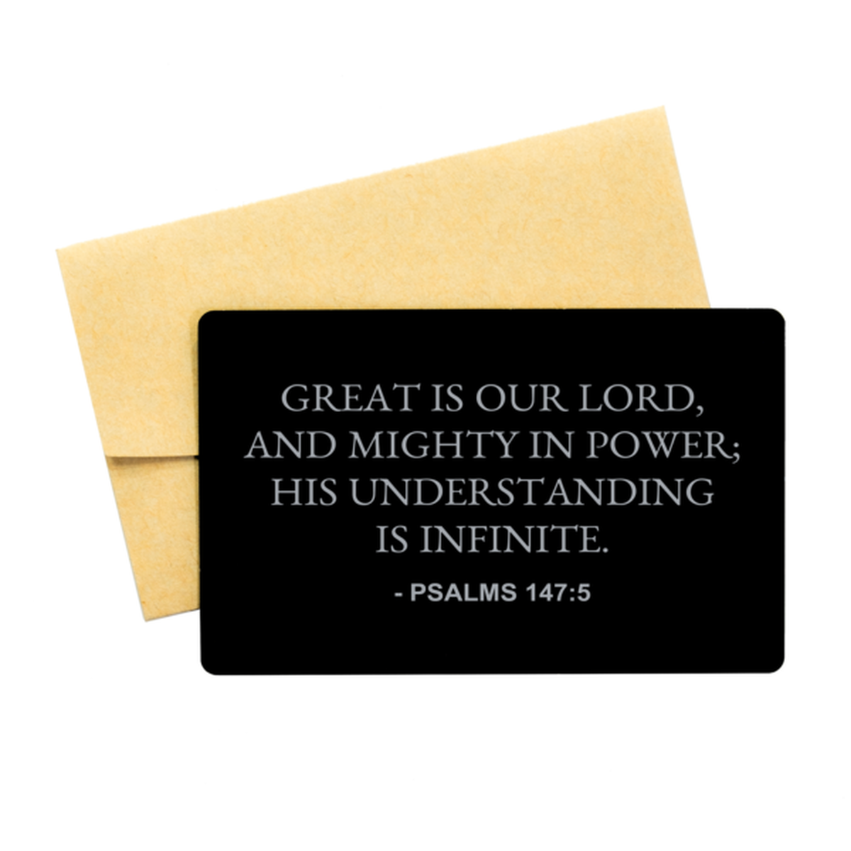 Bible Verse Card, Psalms 147:5 Great Is Our Lord, And Mighty In Power; His, Christian Inspirational Wallet Insert Gifts For Men Women