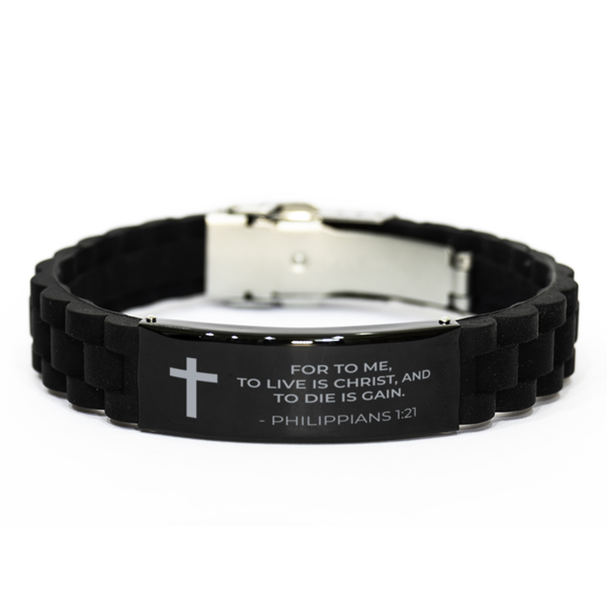 Bible Verse Black Bracelet,, Philippians 1:21 For To Me, To Live Is Christ, And To Die Is, Inspirational Christian Gifts For Men Women