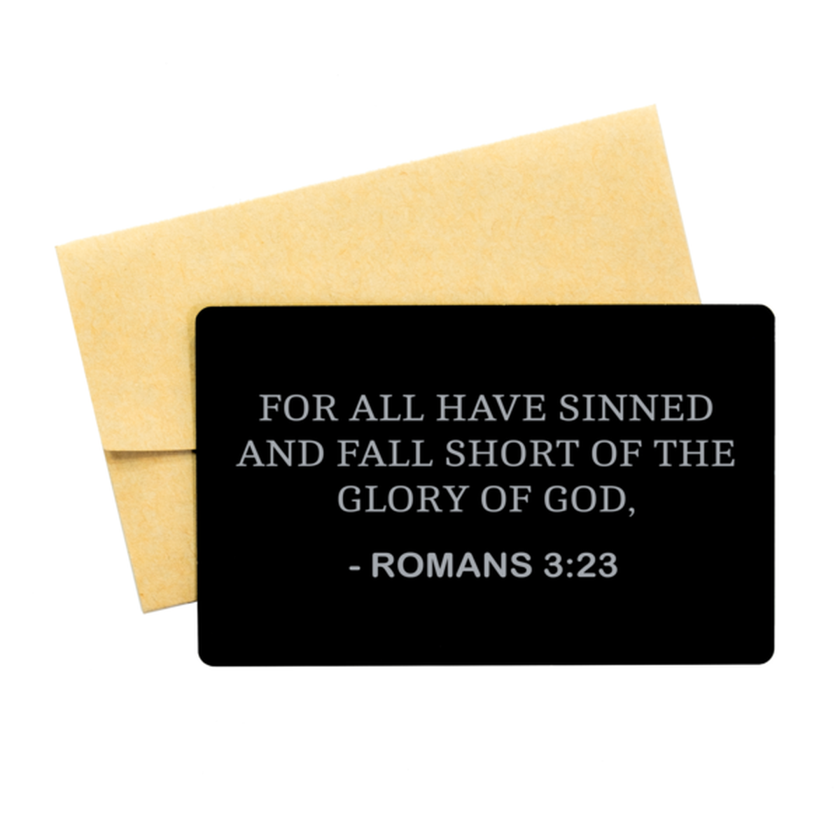 Bible Verse Card, Romans 3:23 For All Have Sinned And Fall Short Of The Glory, Christian Inspirational Wallet Insert Gifts For Men Women