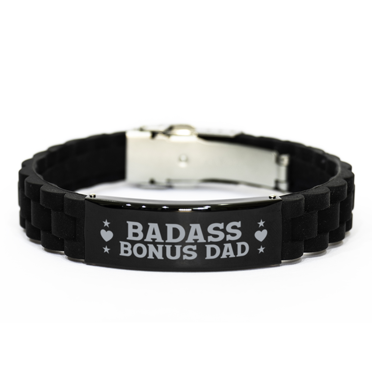 Bonus Dad Black Bracelet, Badass Bonus Dad, Funny Family Gifts For Bonus Dad From Son Daughter