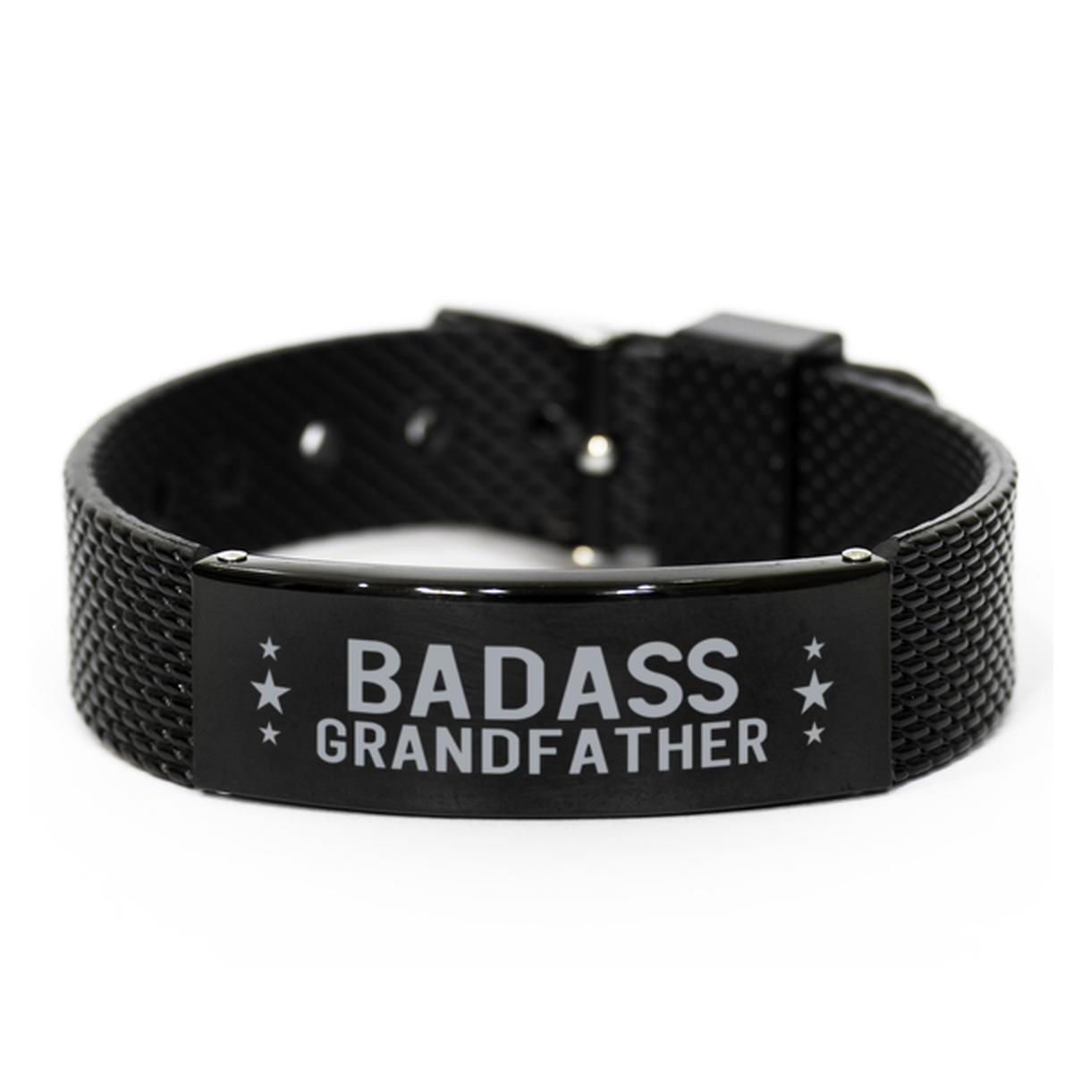 Grandfather Black Shark Mesh Bracelet, Badass Grandfather, Funny Family Gifts For Grandfather From Granddaughter Grandson
