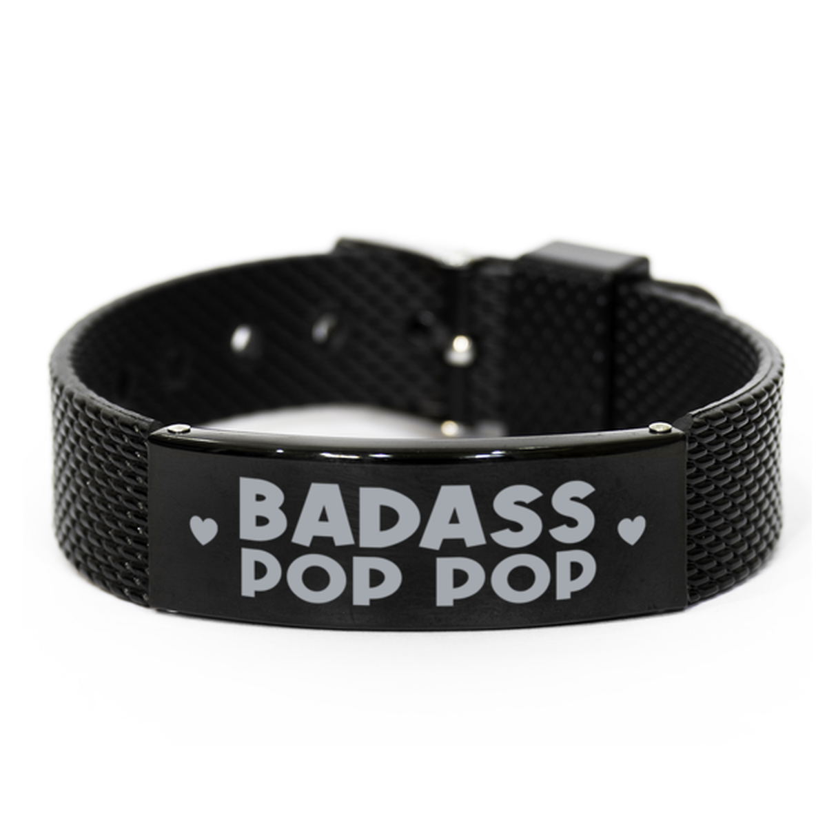 Pop Pop Black Shark Mesh Bracelet, Badass Pop Pop, Funny Family Gifts For Pop Pop From Granddaughter Grandson
