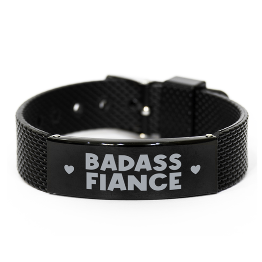 Fiance Black Shark Mesh Bracelet, Badass Fiance, Funny Family Gifts For Fiance From Fiancee