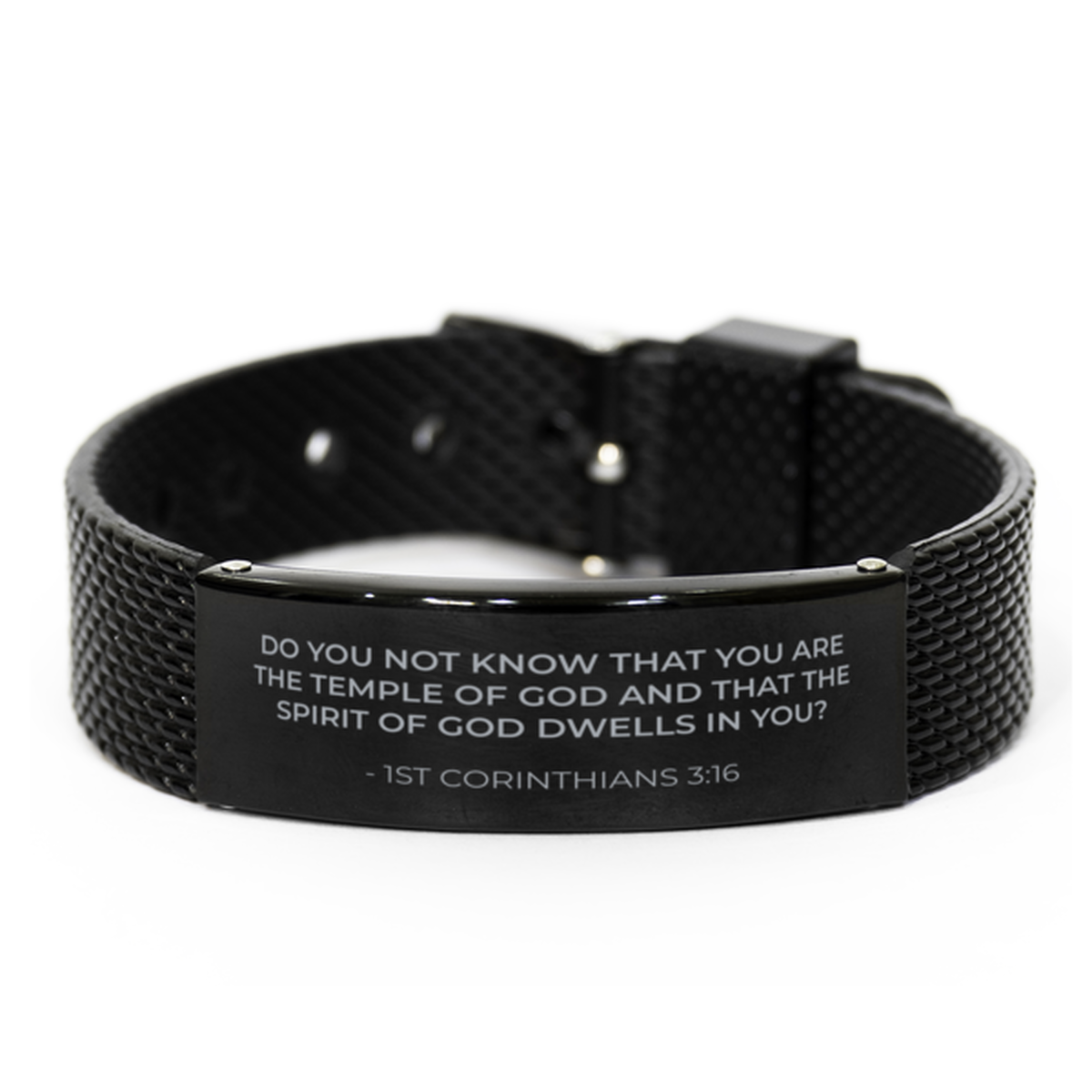 Christian Black Bracelet,, 1St Corinthians 3:16 Do You Not Know That You Are The Temple Of God, Motivational Bible Verse Gifts For Men Women