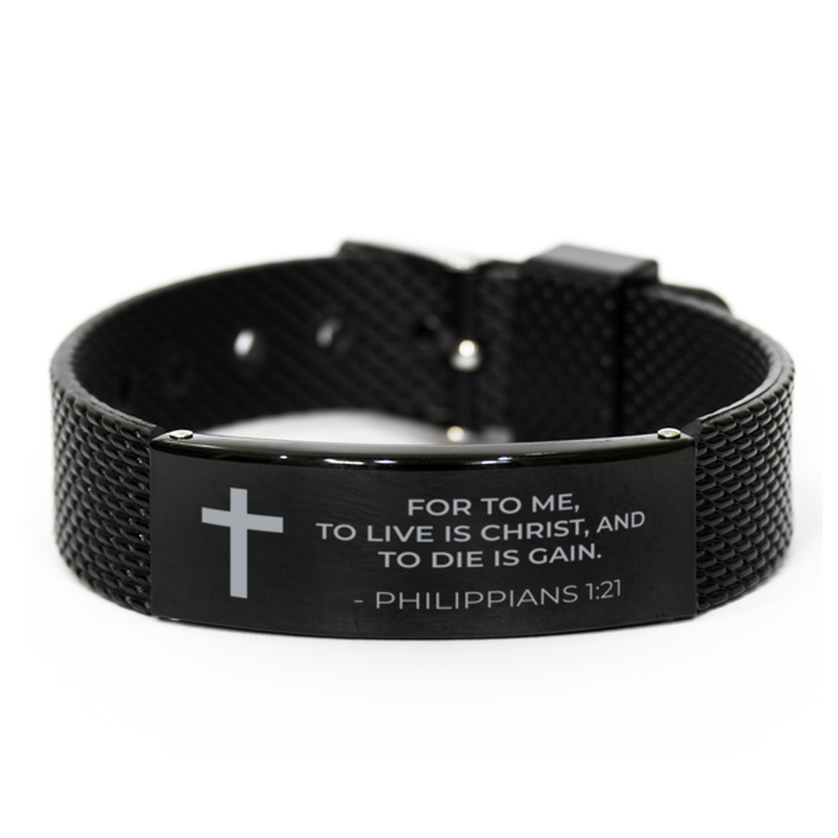 Christian Black Bracelet,, Philippians 1:21 For To Me, To Live Is Christ, And To Die Is, Motivational Bible Verse Gifts For Men Women