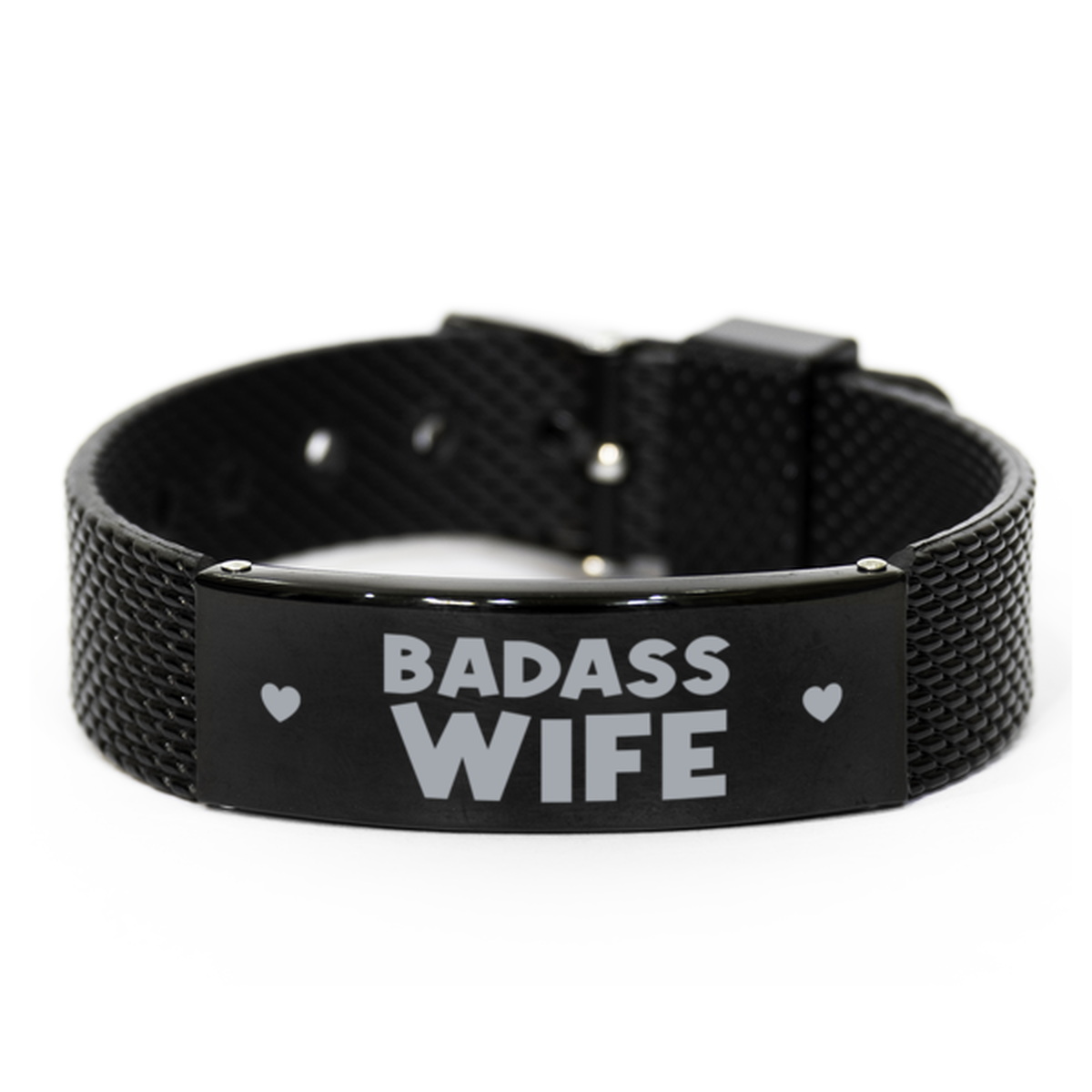 Wife Black Shark Mesh Bracelet, Badass Wife, Funny Family Gifts For Wife From Husband